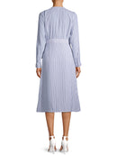 Time and Tru Blue Yonder Stripe Women's Long Sleeve Faux Wrap Dress