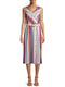 Time and Tru Multi Stripe Women's Button Dress with Belt