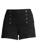 No Boundaries Juniors' Black Wash Sailor Shorts