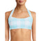 No Boundaries Juniors' Blue Textured Plaid Halter Bikini Top