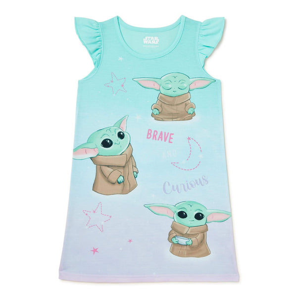 Star Wars The Mandalorian Girls Green Exclusive Baby Yoda Short Sleeve Pajama Nightgown