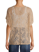 No Boundaries Taupe Juniors' Lace Kimono