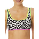 No Boundaries Juniors' Zebra Swirl Tricot Multi Color Print Bikini Top