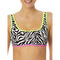 No Boundaries Juniors' Zebra Swirl Tricot Multi Color Print Bikini Top