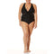 Terra and Sky Women's Plus Size Rich Black Solid Crossback One Piece Bikini