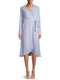 Time and Tru Blue Yonder Stripe Women's Long Sleeve Faux Wrap Dress