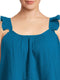 Terra & Sky Women's Plus Size Galagapos Blue Ruffle Strap Tank Top