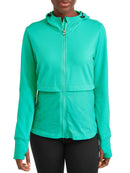 Athletic Works Green Breeze Women's Active Performance Knit Woven Zip Front Jacket