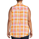 Terra & Sky Women's Plus Size Orange Spirit Sleeveless Pintuck Shirt