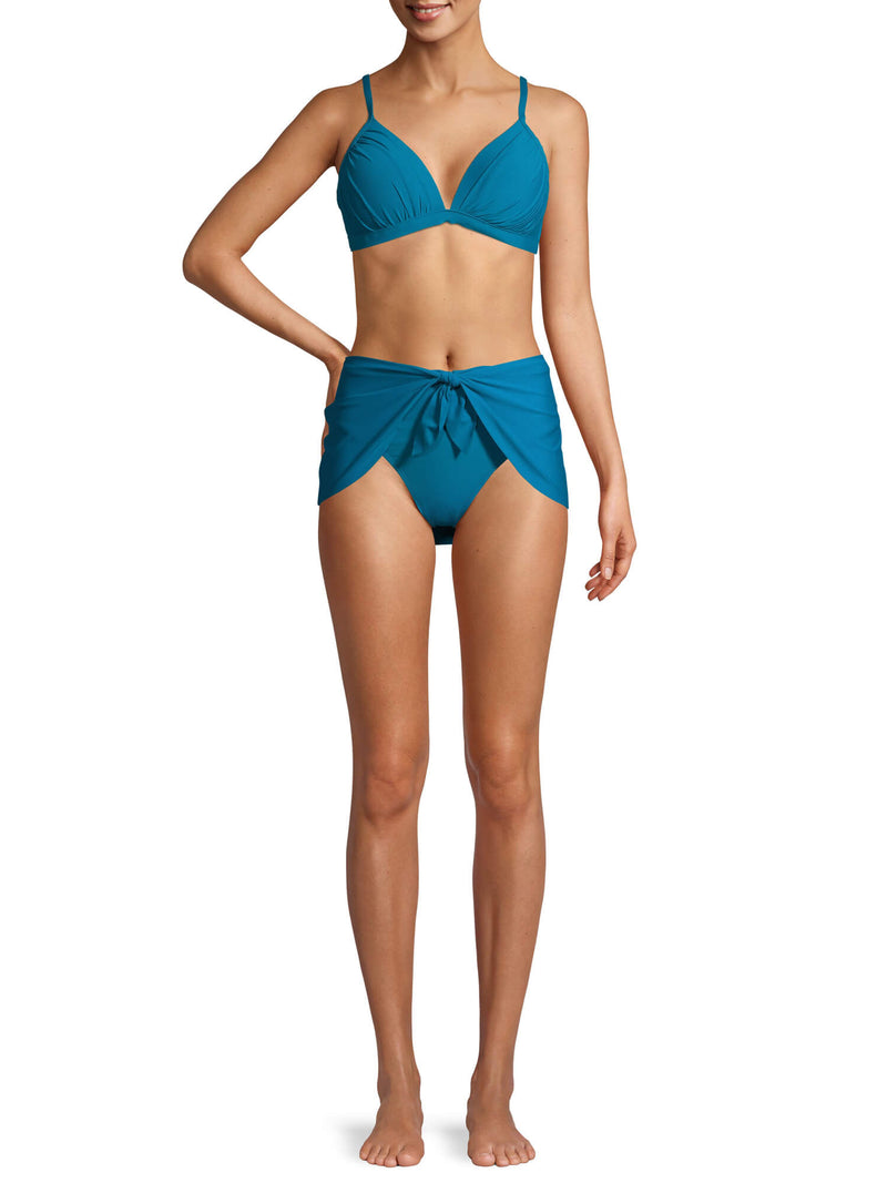 Time and Tru Women's Odes Sea Solid Knotted Skirt Swimsuit Bikini Bottom