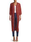 Time and Tru Rust Floral Long Kimono