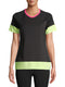 Avia Black Women's Active Colorblock Perforated Tee