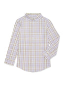 Wonder Nation Lavender Sunrise Boys Long Sleeve Button Down Plaid Shirt