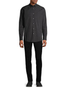 George Men's Black Combo Long Sleeve Stretch Poplin Shirt