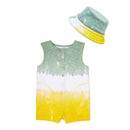 Wonder Nation Baby and Toddler Boys' Milieu Green Tie Dye One-Piece Playsuit and Bucket Hat Set