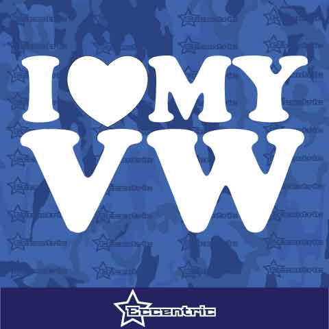 I Love My VW Decal Sticker Laptop Car window Vinyl