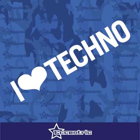 I Love Techno Decal Truck Car Window Sticker Laptop Music Vinyl
