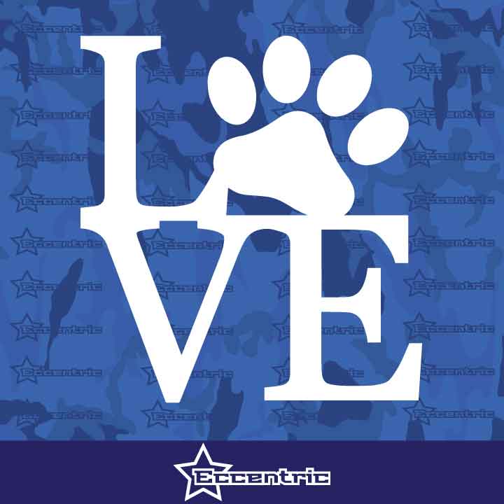Love Paw - Print Sticker Dog Decal Track Bumper Animal Cat Vinyl cute Puppy Love