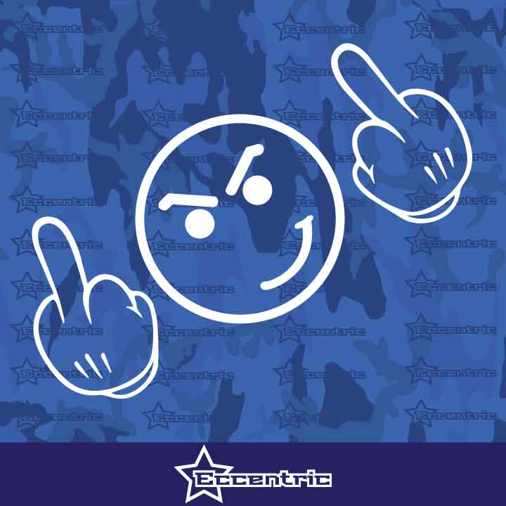 Middle Finger Smiley Emoji - Sticker Have A Nice Day Decal JDM Fun Drift Road Rage