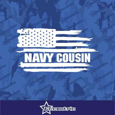 Navy Cousin Weathered Flag Decal Vinyl Sticker