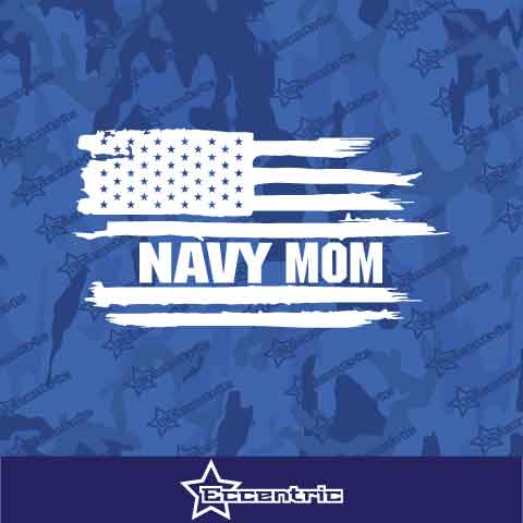 Navy Mom Weathered Flag Decal Vinyl Sticker
