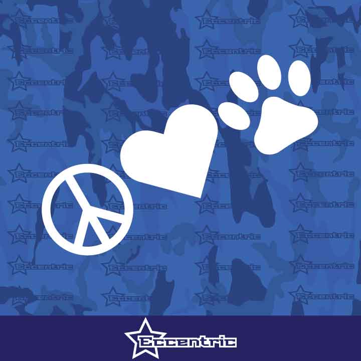 Peace Love Paw - Sticker Dog Decal Track Bumper Animal Cat Vinyl cute Puppy