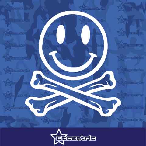 Smiley Face And Crossbones Decal Car Truck Window Sticker Laptop Vinyl