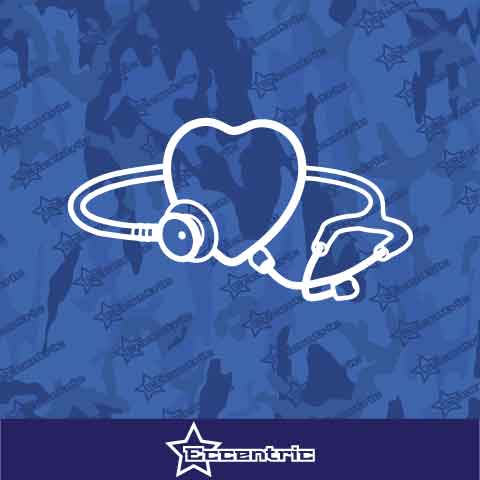 Stethoscope With Heart Decal Vinyl Sticker