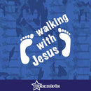Walking With Jesus - Sticker Car Bumper Vinyl Christian God Footprints Decal