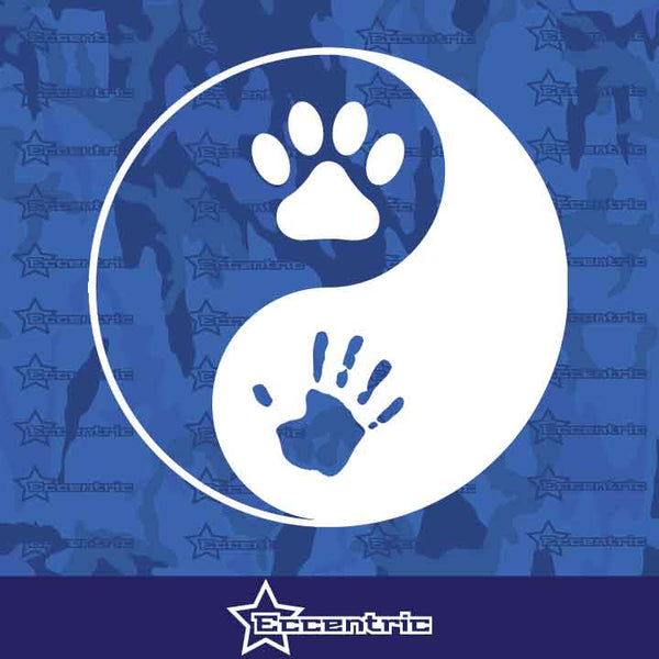 Yin Yang Hand And Paw Print - Decal Cat Dog Sticker Pet Animal Lover