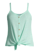 No Boundaries Mist Mint Juniors' Front Tie Ribbed Cami