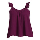 Terra & Sky Women's Plus Size Purple Oxford Ruffle Strap Tank Top