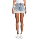 No Boundaries Juniors' Medium Wash Bleach Dip High Rise Denim Shorts