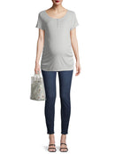 Time and Tru Grey Maternity Short Sleeve Henley