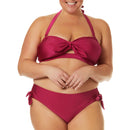 Time and Tru Women's Plus Size Dark Azalea Solid Tie Front Bikini Top