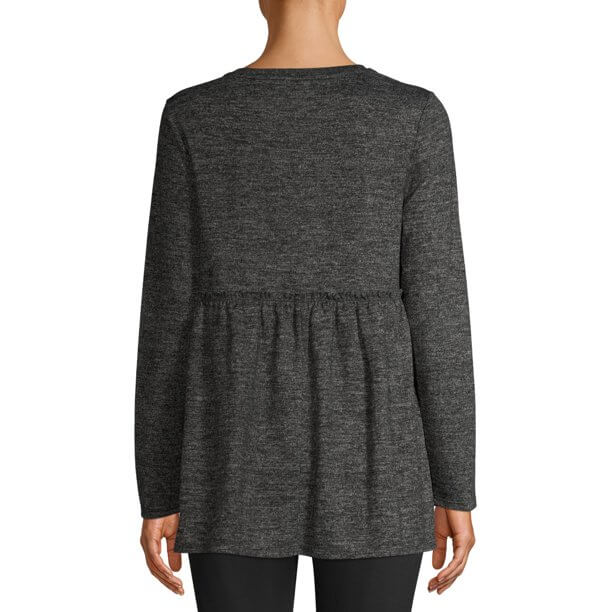 Time and Tru Marled Charcoal Heather Maternity Blouse with Peplum Details