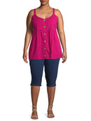 Terra & Sky Magenta Quartz Women's Plus Size Button Front Tank