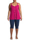 Terra & Sky Magenta Quartz Women's Plus Size Button Front Tank