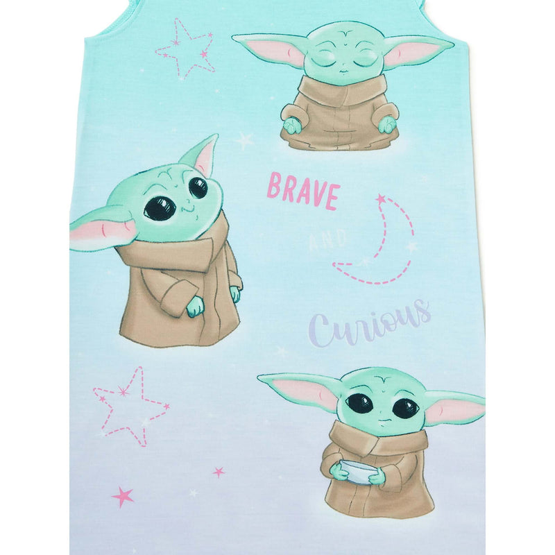 Star Wars The Mandalorian Girls Green Exclusive Baby Yoda Short Sleeve Pajama Nightgown