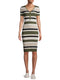 No Boundaries Sea Turtle Short Sleeve Metallic Stripe Dress