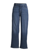 Time and Tru Medium Enzyme Women's High Rise Wide Leg Self Belt Jeans