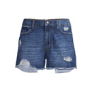 No Boundaries Juniors' Dark Wash Elastic Back Denim Shorts