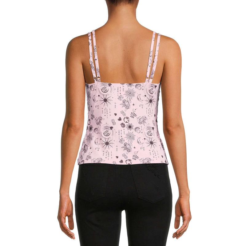 No Boundaries Juniors Pink Starlight Double Ruched Tank Top