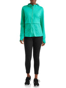 Athletic Works Green Breeze Women's Active Performance Knit Woven Zip Front Jacket