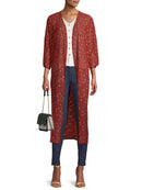 Time and Tru Rust Floral Long Kimono