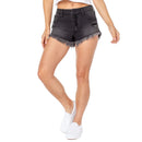 Celebrity Pink Juniors' and Women's Black Wash Exposed Button Jean Shorts