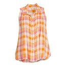 Terra & Sky Women's Plus Size Orange Spirit Sleeveless Pintuck Shirt