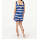 Free Assembly Girls Worn Cobalt Stripe Terry Cloth Beach Romper with Tie Shoulder