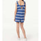 Free Assembly Girls Worn Cobalt Stripe Terry Cloth Beach Romper with Tie Shoulder