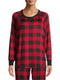 Secret Treasures Essentials Women's Brilliant Red Plaid Hacci Top